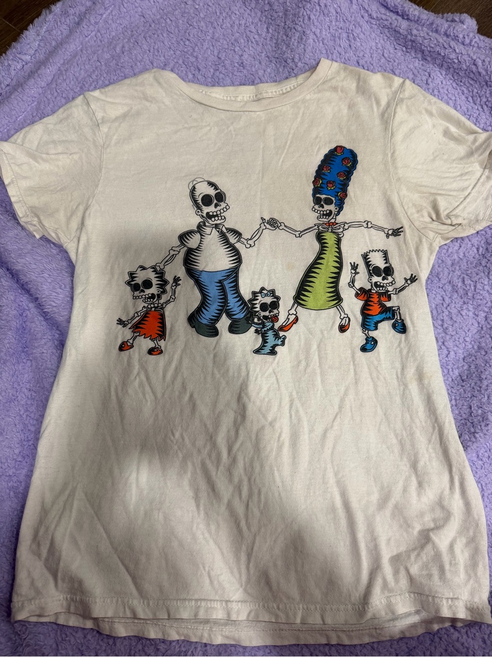 The Simpsons Skeleton Family Halloween Graphic T Shirt Women’s Small White 2021